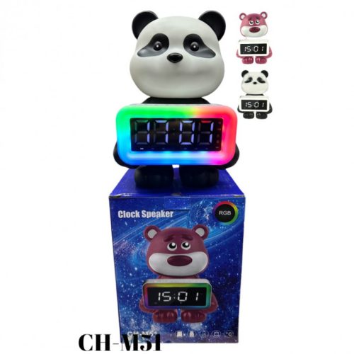 GH-M53 Panda Bluetooth hangszóró, óra és RGB világítás